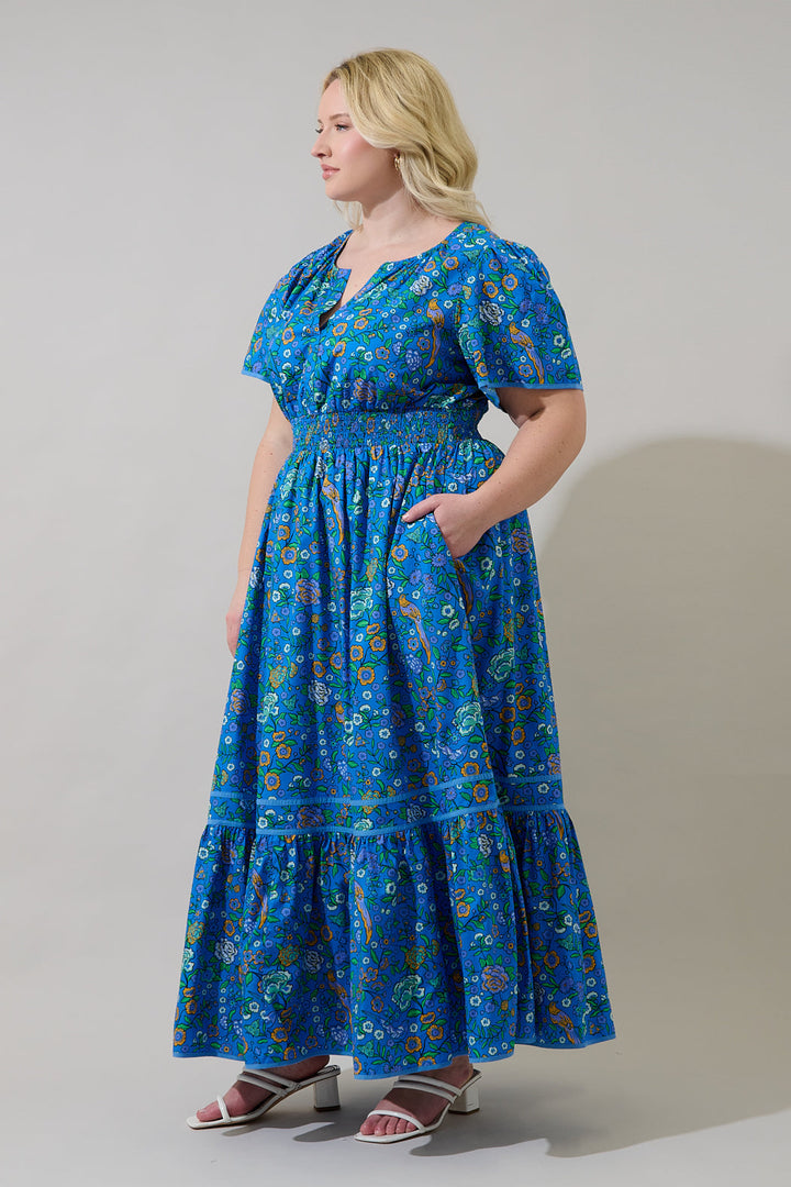 Ordy Smocked Midi Dress Heidy Floral Curve