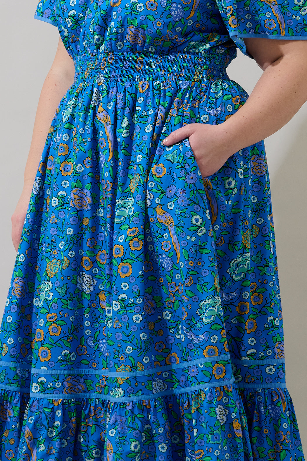 Ordy Smocked Midi Dress Heidy Floral Curve