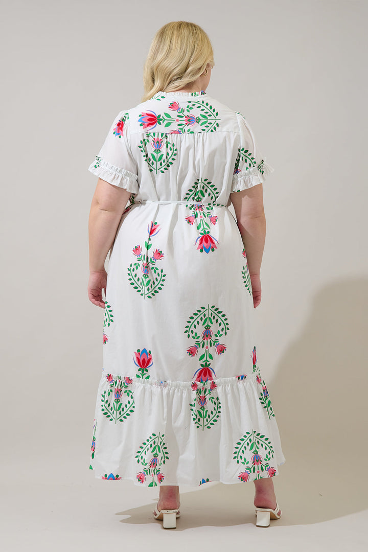 Alna Button Up Midi Dress Saury Floral Curve
