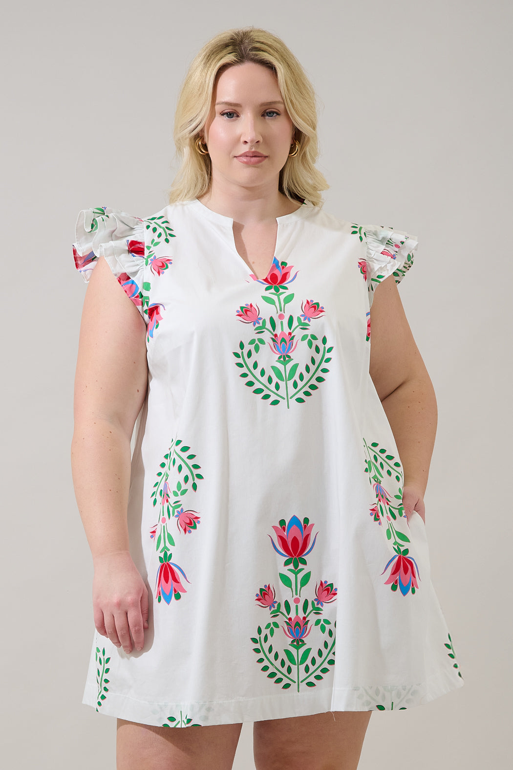 Evalyn Ruffle Mini Dress Saury Floral Curve