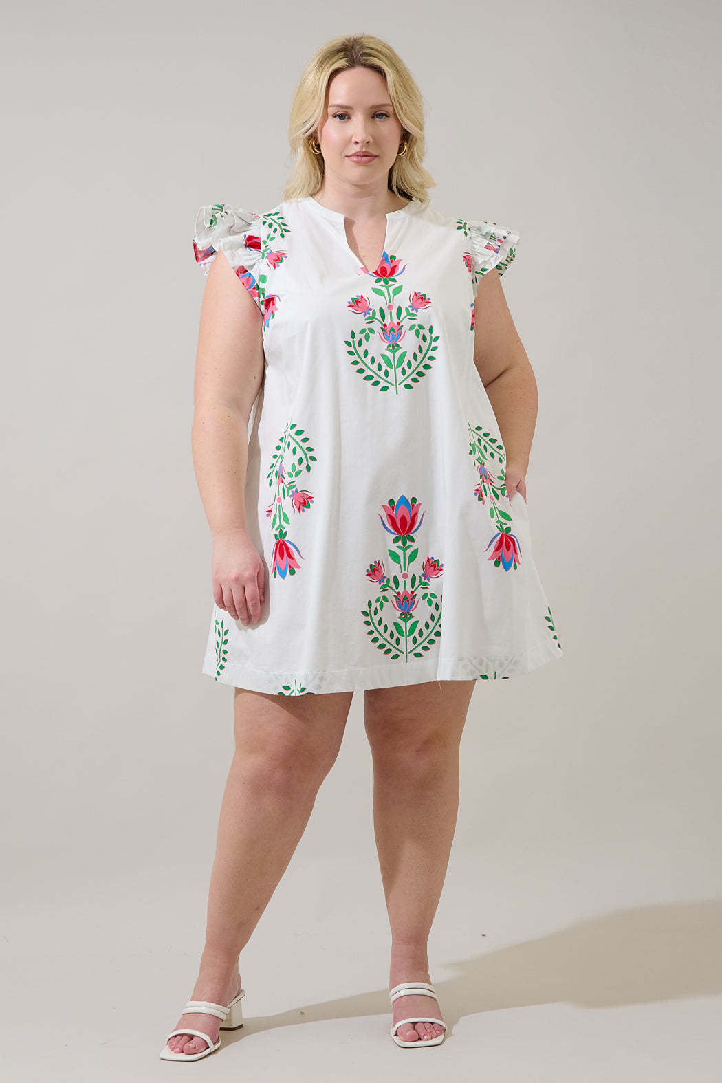 Evalyn Ruffle Mini Dress Saury Floral Curve