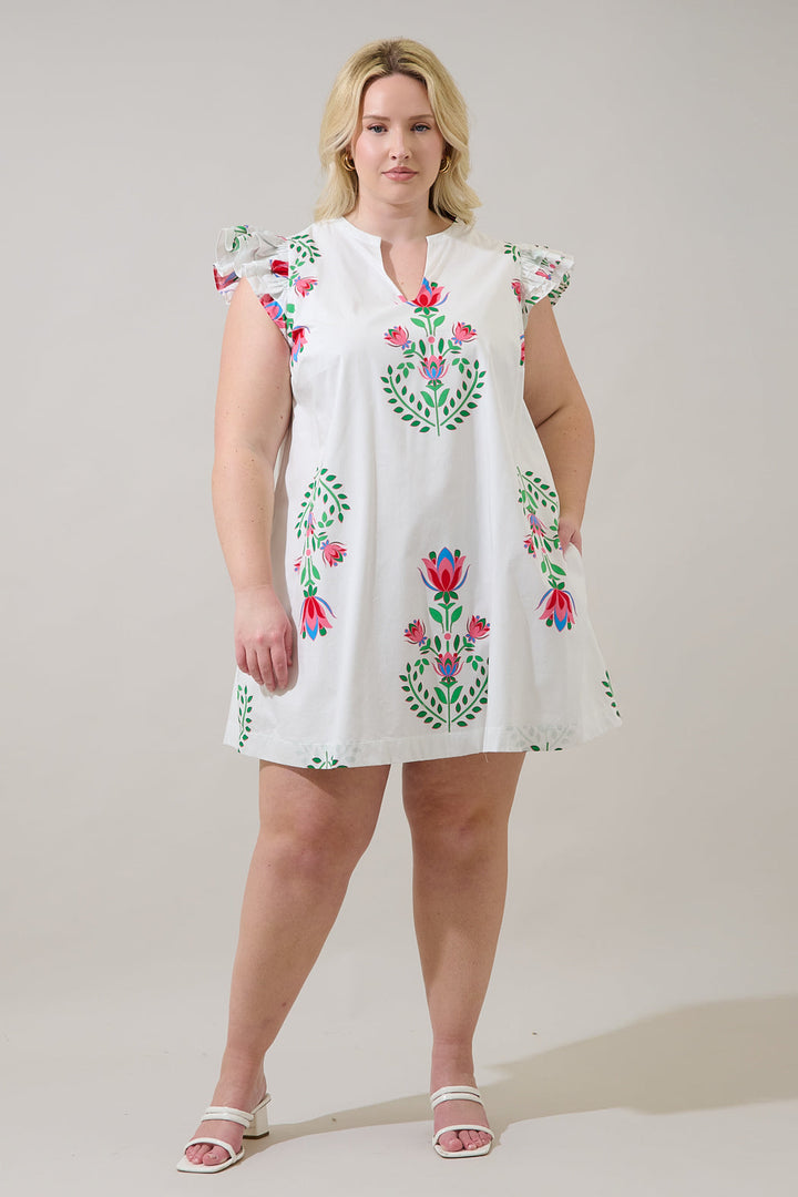 Evalyn Ruffle Mini Dress Saury Floral Curve