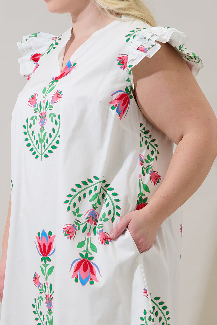 Evalyn Ruffle Mini Dress Saury Floral Curve