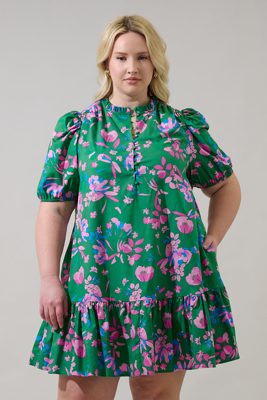 Rully Shift Mini Dress Denavi Floral Curve