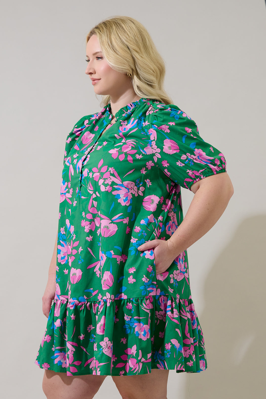 Rully Shift Mini Dress Denavi Floral Curve