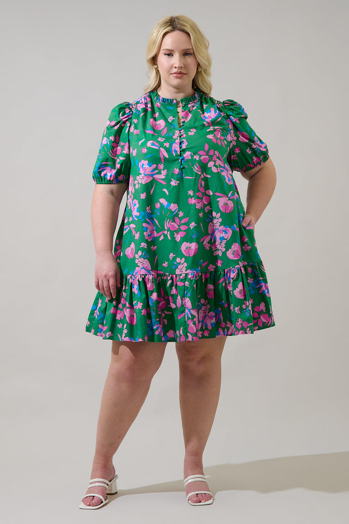 Rully Shift Mini Dress Denavi Floral Curve