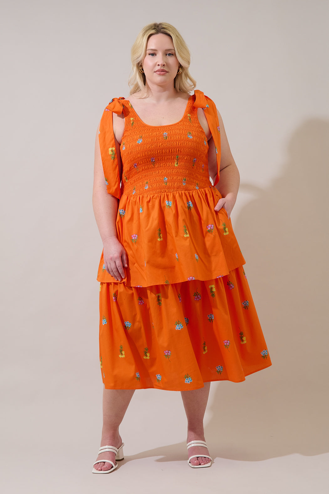 Kasia Smocked Midi Dress Denvie Floral Curve