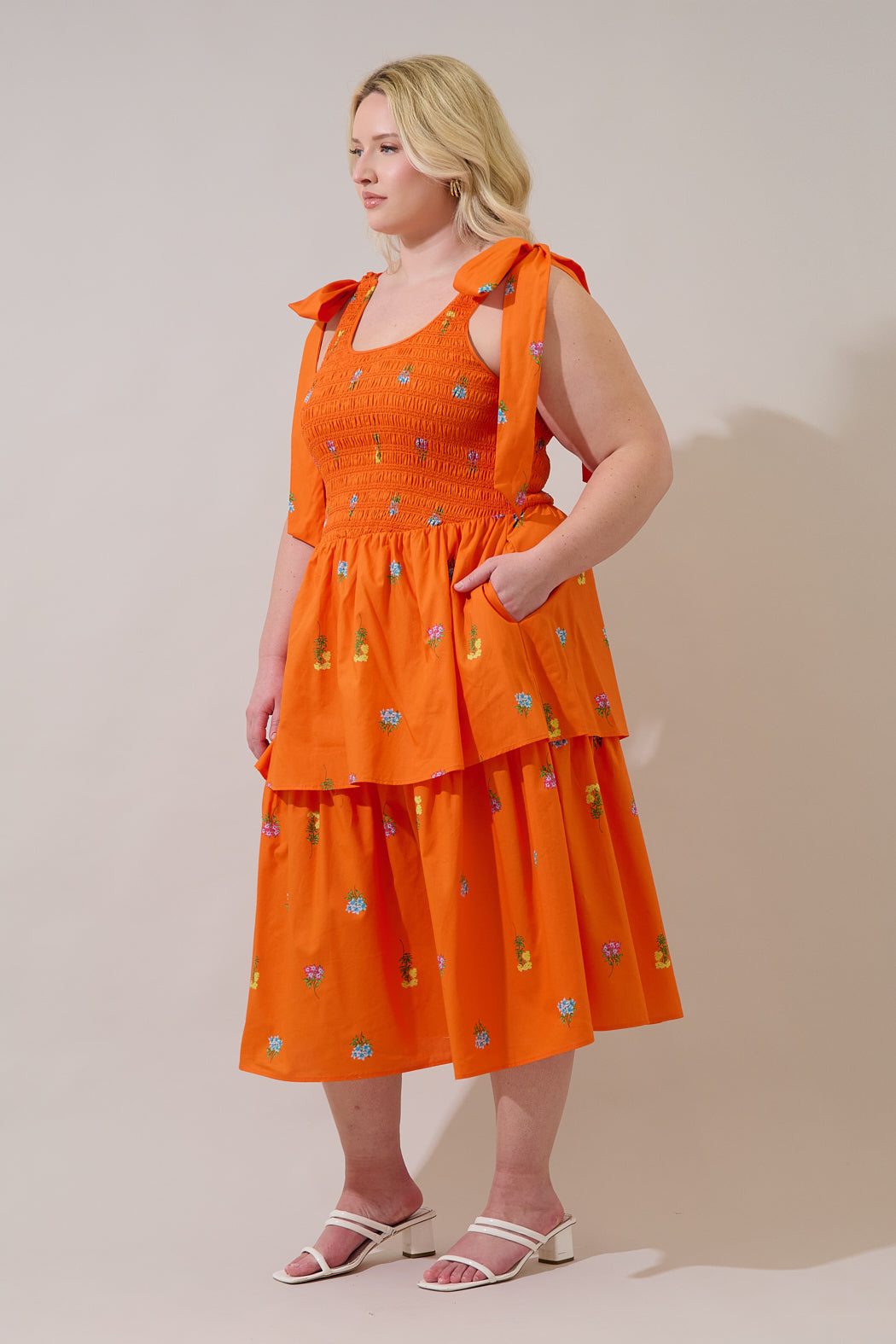 Kasia Smocked Midi Dress Denvie Floral Curve