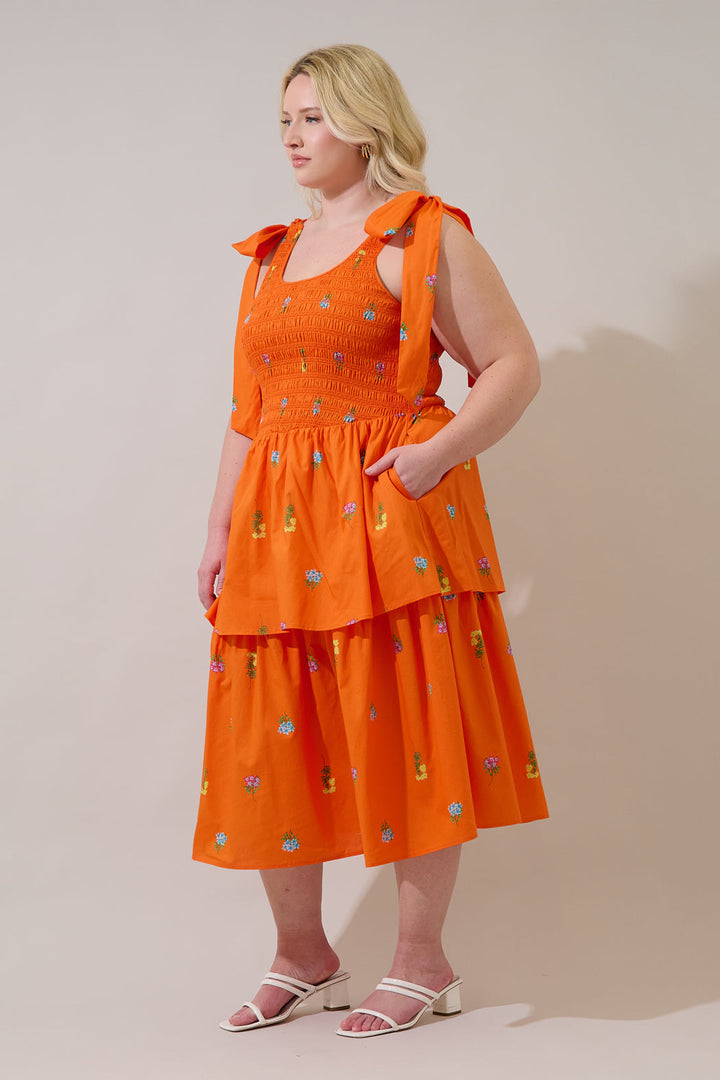 Kasia Smocked Midi Dress Denvie Floral Curve