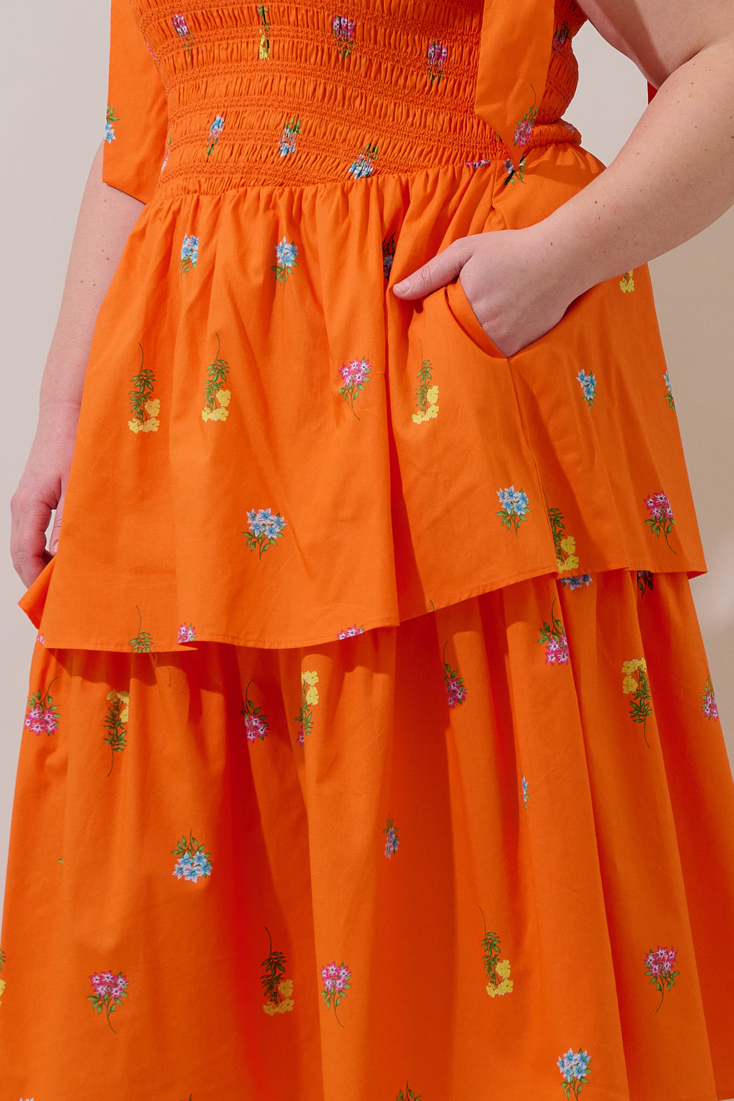 Kasia Smocked Midi Dress Denvie Floral Curve