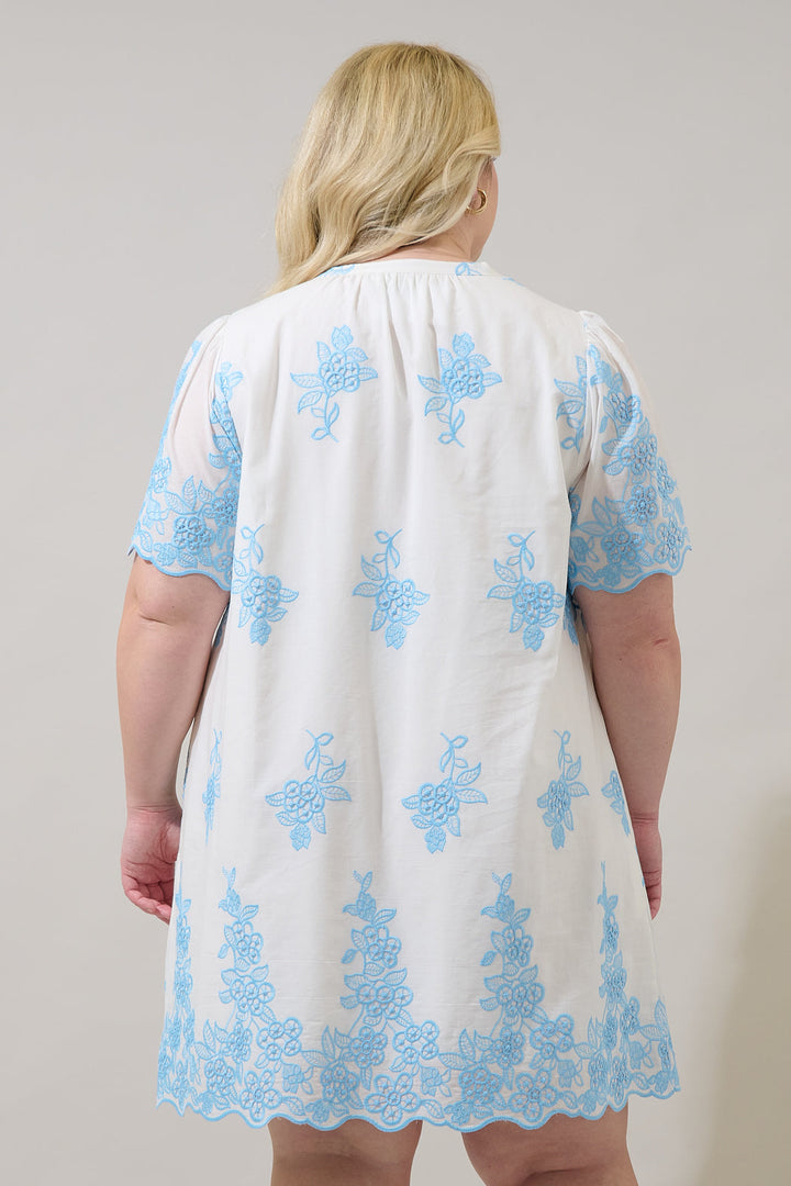 Tannia Embroidered Shift Mini Dress Curve