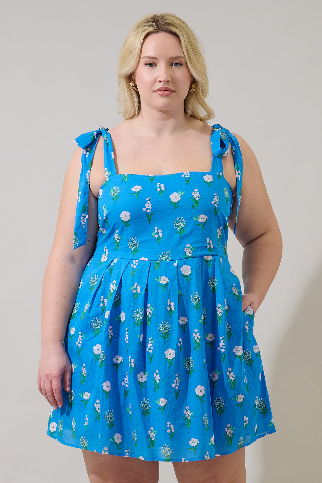 Jazleen Floral Gracia Pleated Mini Dress Curve