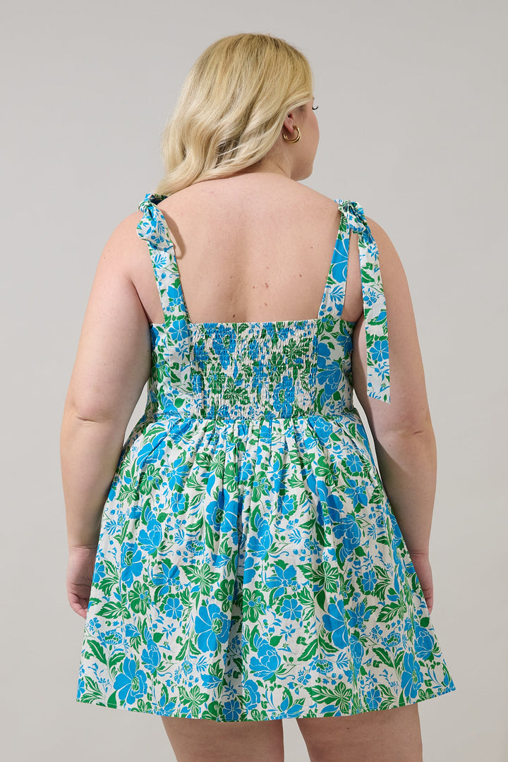 Bivore Floral Gracia Pleated Mini Dress Curve