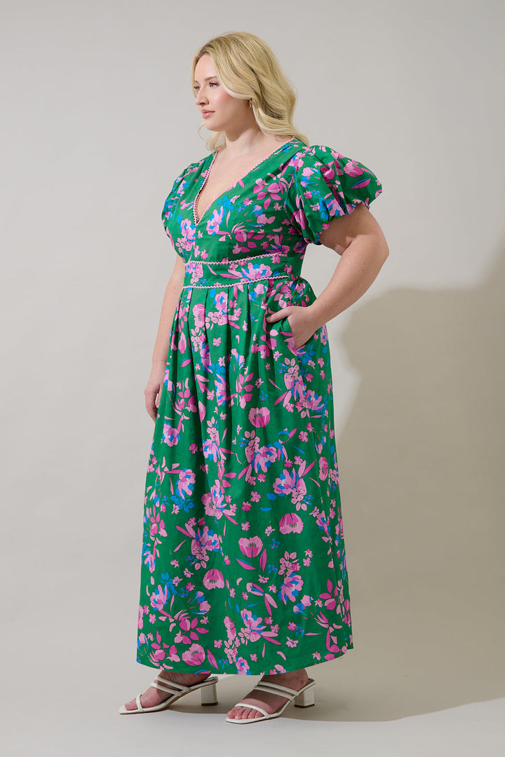 Jaylene Pleated Maxi Dress Denavi Floral Curve