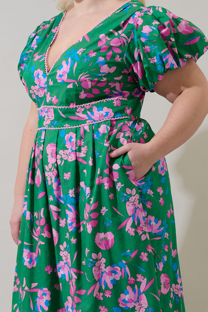 Jaylene Pleated Maxi Dress Denavi Floral Curve