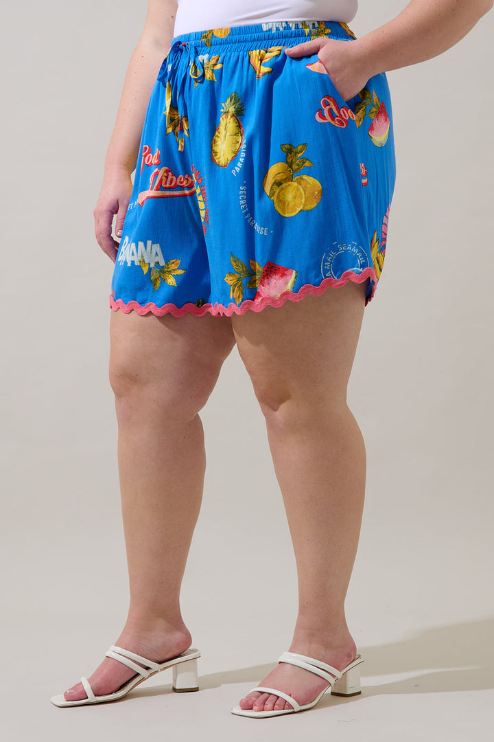 Alanie Tropical Halle Drawstring Shorts Curve