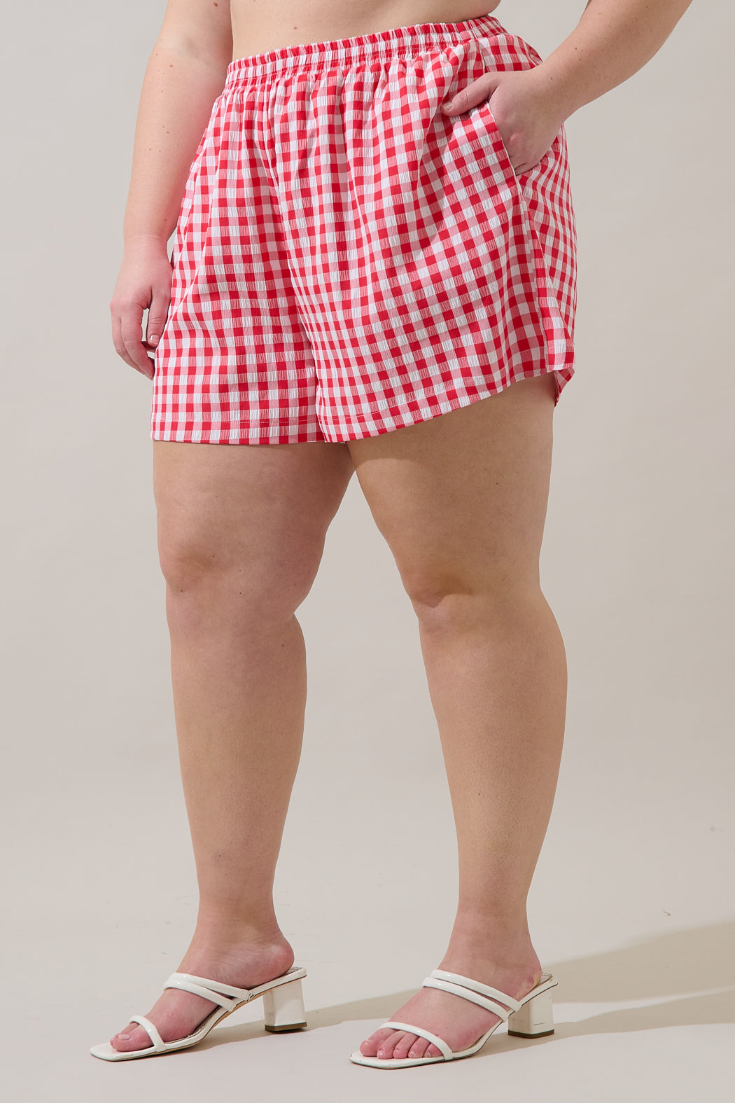 Macon High Waisted Shorts Gingham Curve