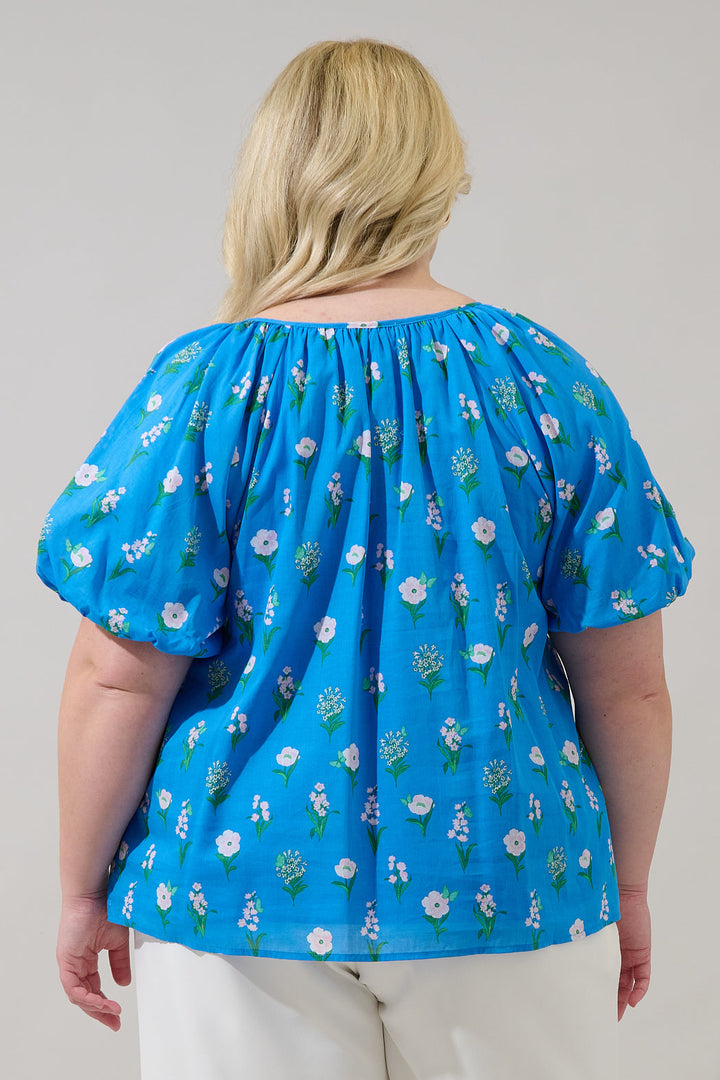 Jazleen Floral Overseas Balloon Sleeve Top Curve