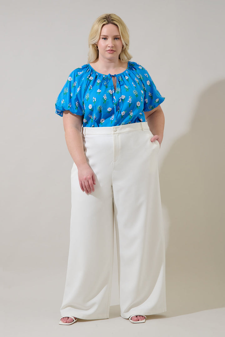 Jazleen Floral Overseas Balloon Sleeve Top Curve