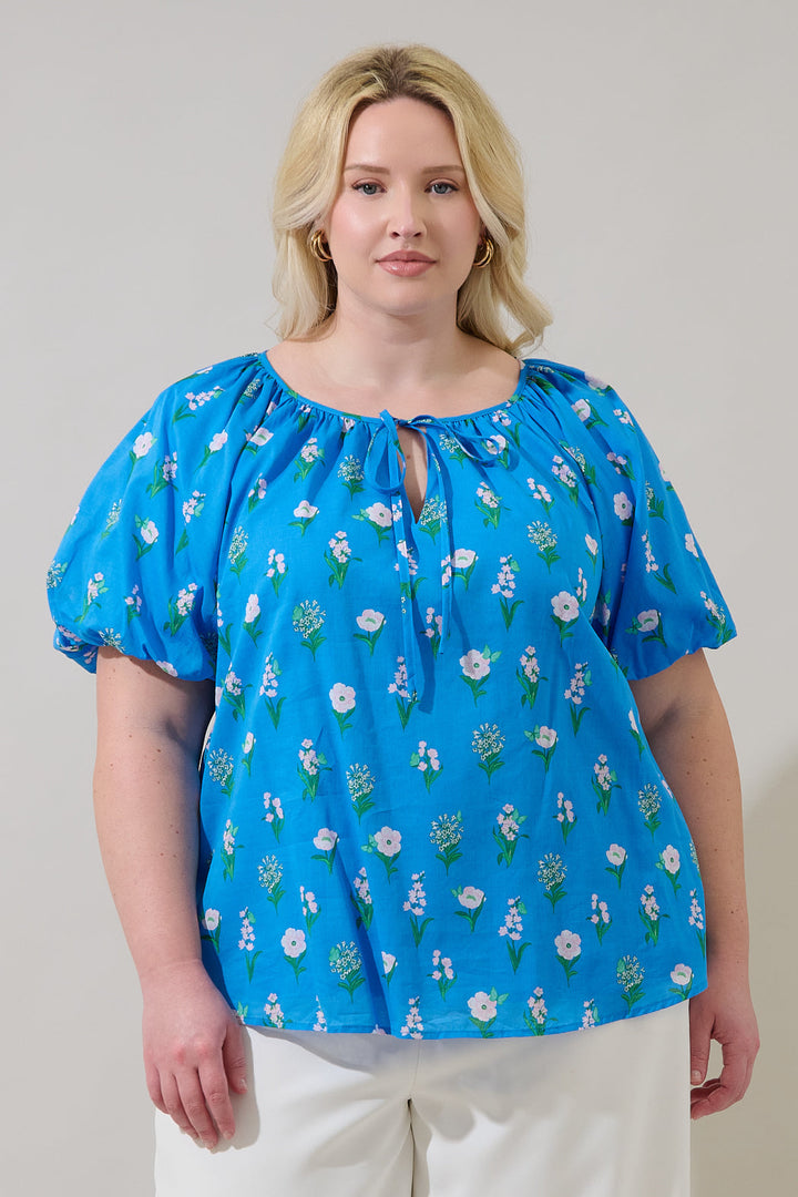 Jazleen Floral Overseas Balloon Sleeve Top Curve