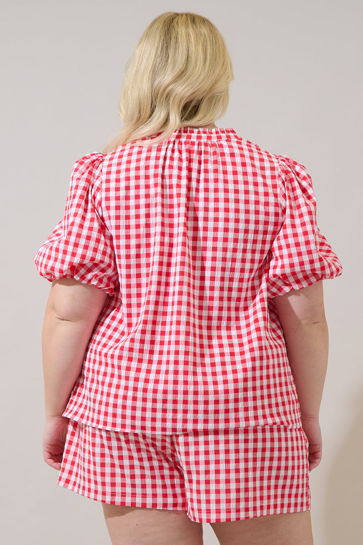 Gretna Ruffle Blouse Gingham Curve