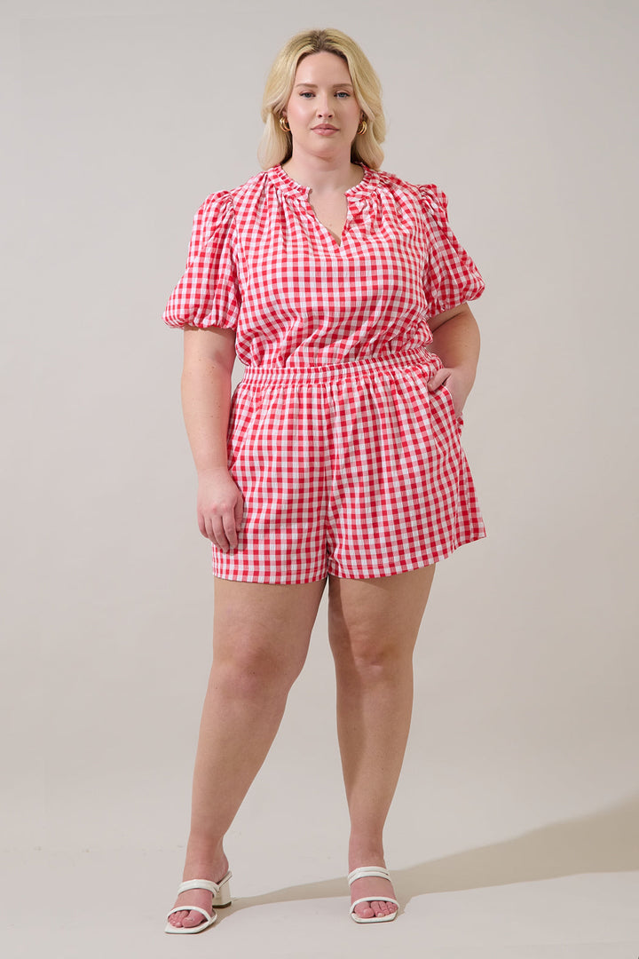 Gretna Ruffle Blouse Gingham Curve