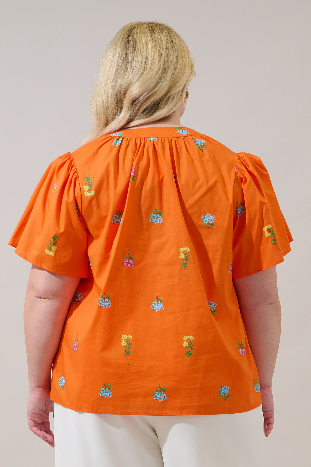 Mely Puff Sleeve Top Denvie Floral Curve