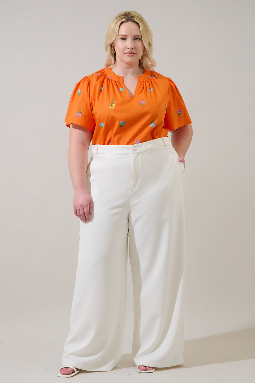 Mely Puff Sleeve Top Denvie Floral Curve