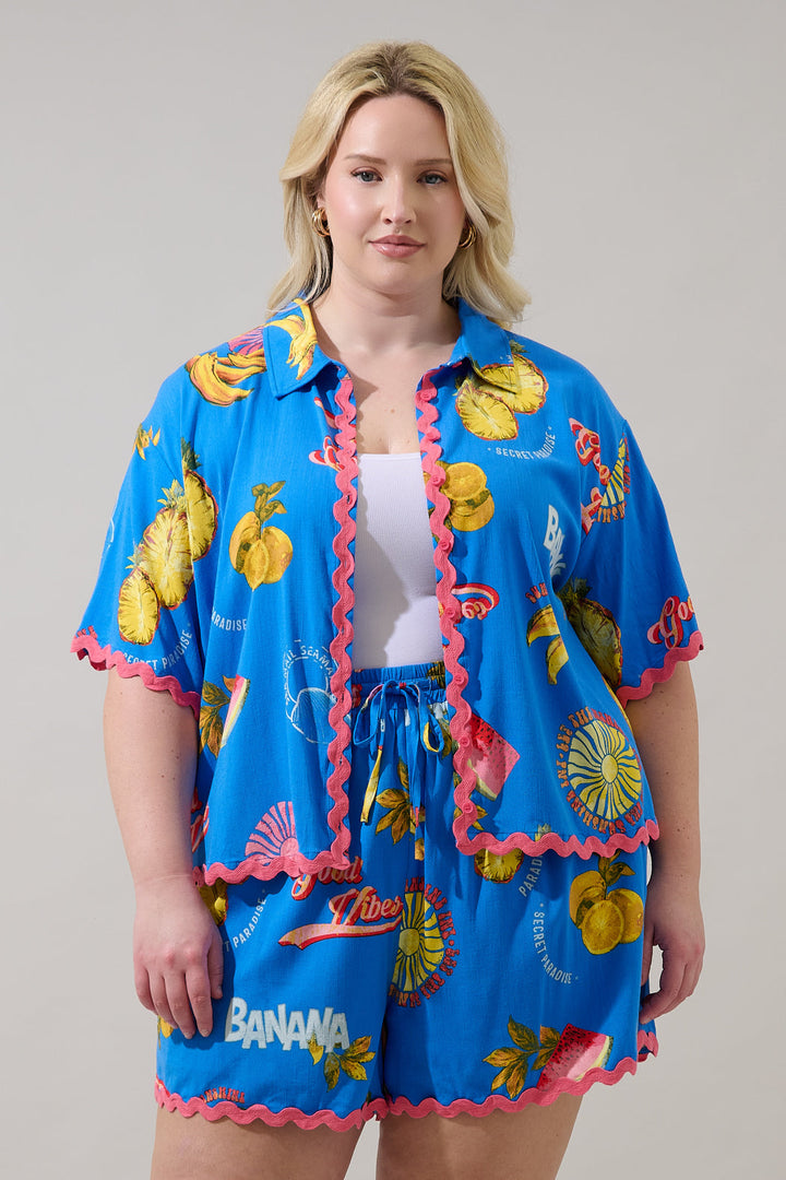 Alanie Tropical Marnie Button Up Shirt Curve