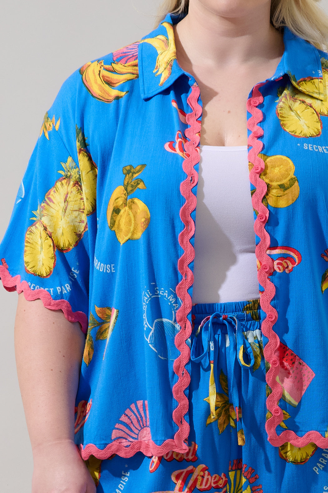 Alanie Tropical Marnie Button Up Shirt Curve