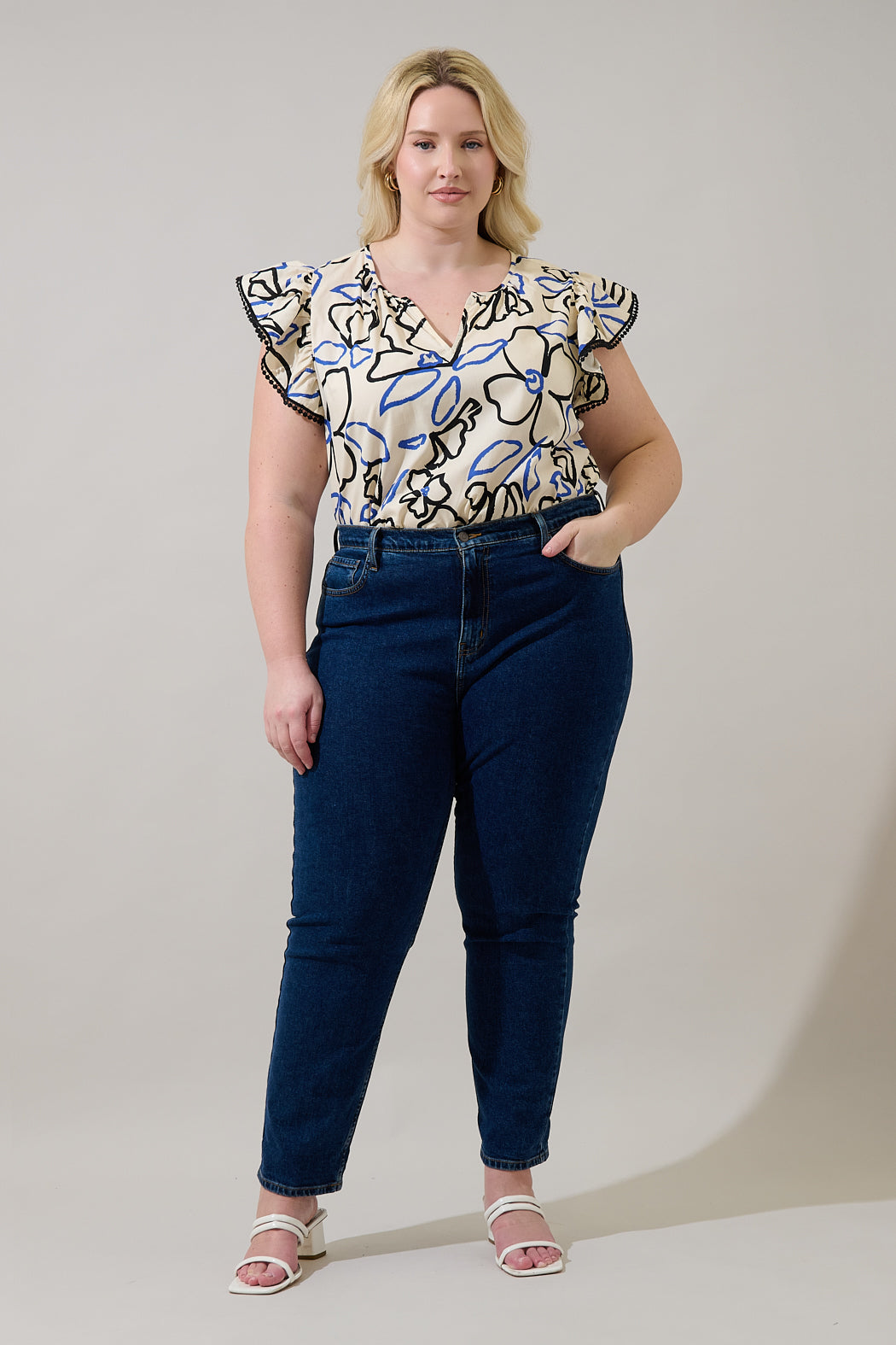 Carya Ruffle Poplin Top Tercy Floral Curve