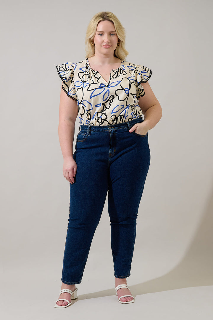 Carya Ruffle Poplin Top Tercy Floral Curve