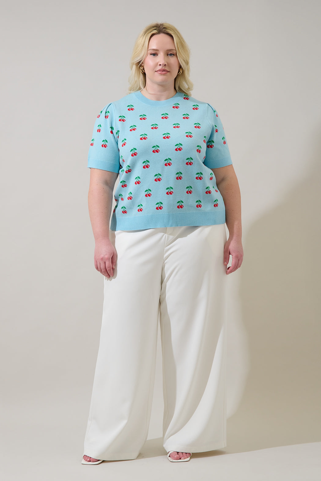 Cherryville Short Sleeve Sweater Top Curve