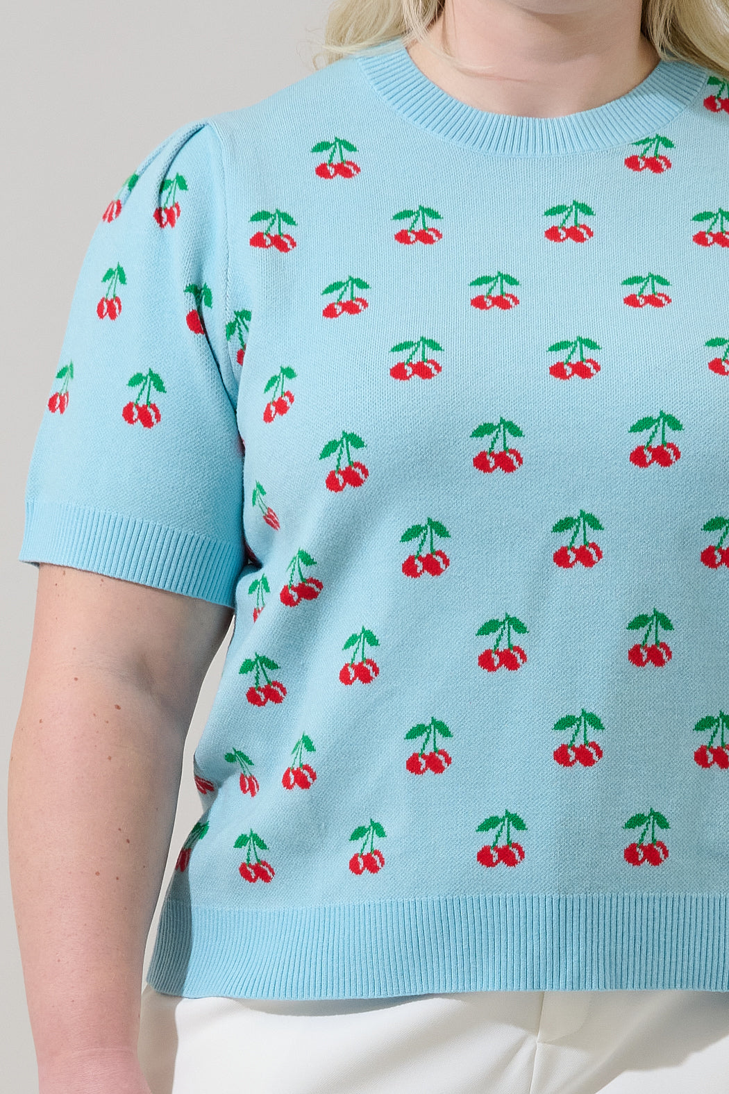 Cherryville Short Sleeve Sweater Top Curve