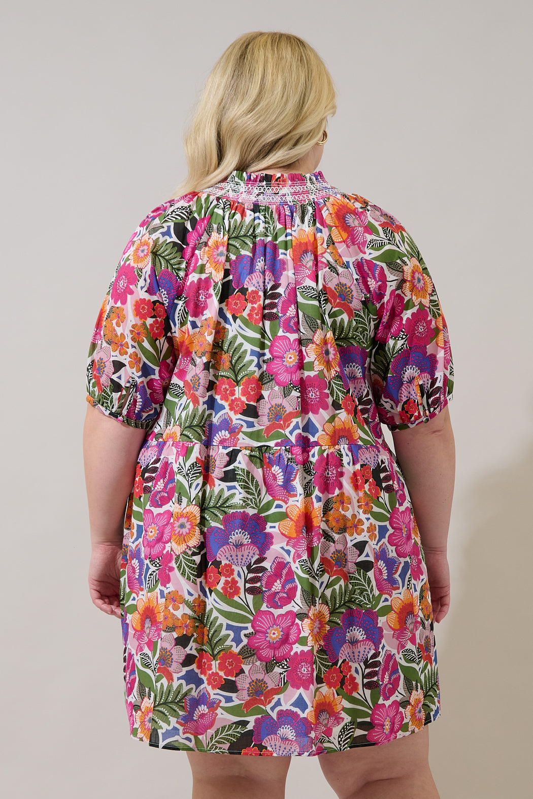 Rendal Floral Jesse Babydoll Mini Dress Curve