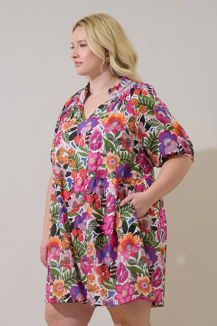 Rendal Floral Jesse Babydoll Mini Dress Curve