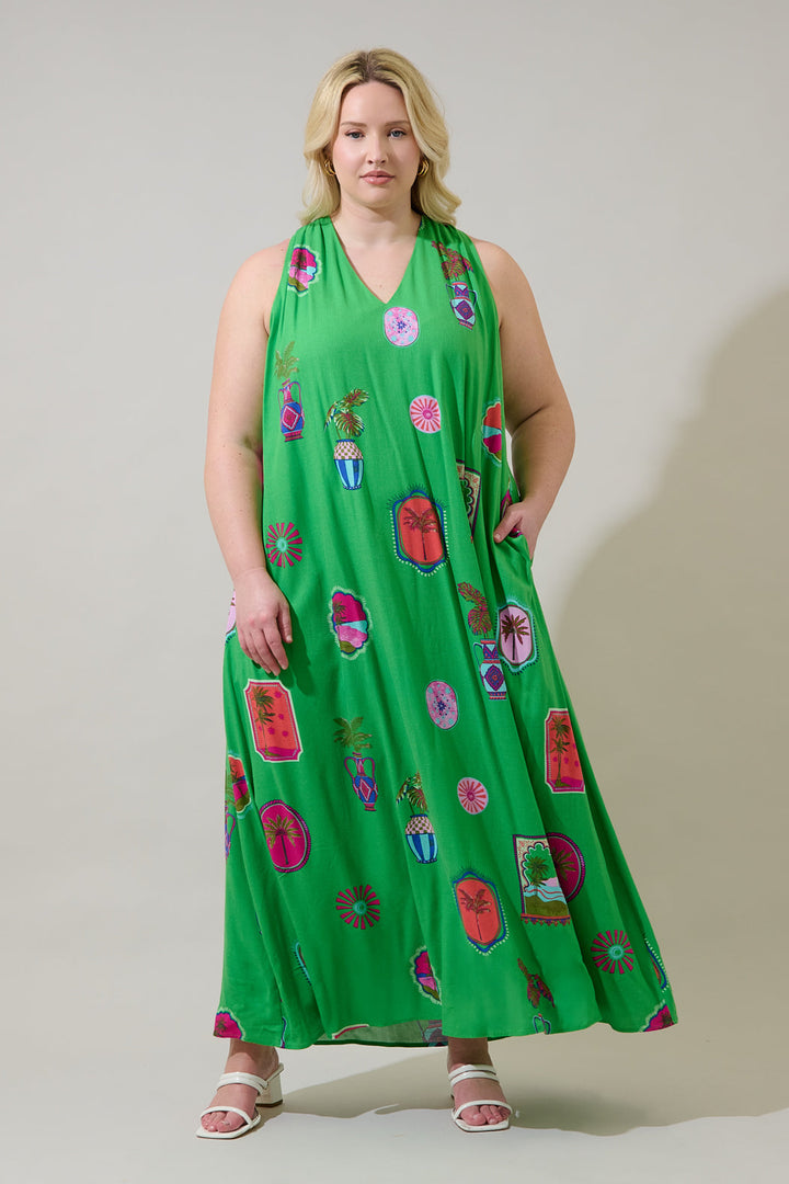 Trinie Postcard Rubi Halter Neck Maxi Dress Curve