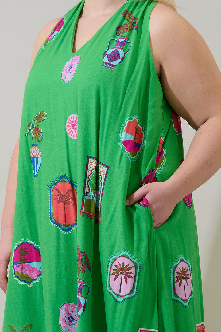 Trinie Postcard Rubi Halter Neck Maxi Dress Curve