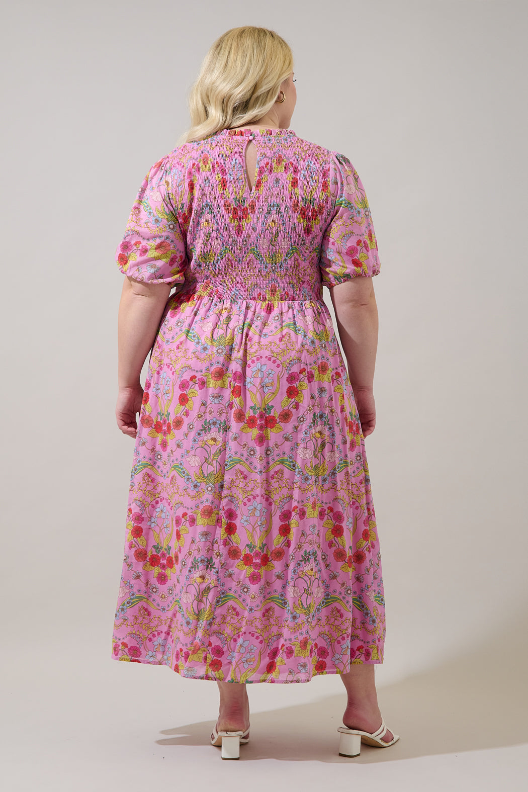 Ramsie Floral Bermy Smocked Maxi Dress Curve