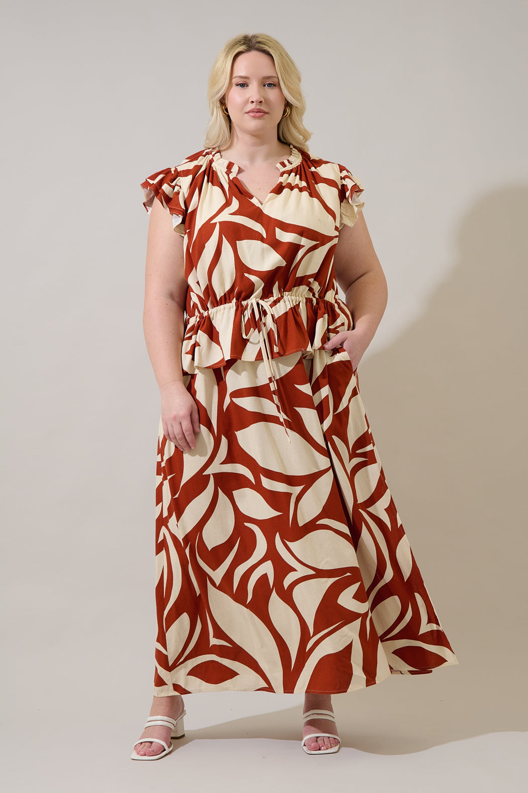 Astra Ruffle Maxi Dress Abstract Curve