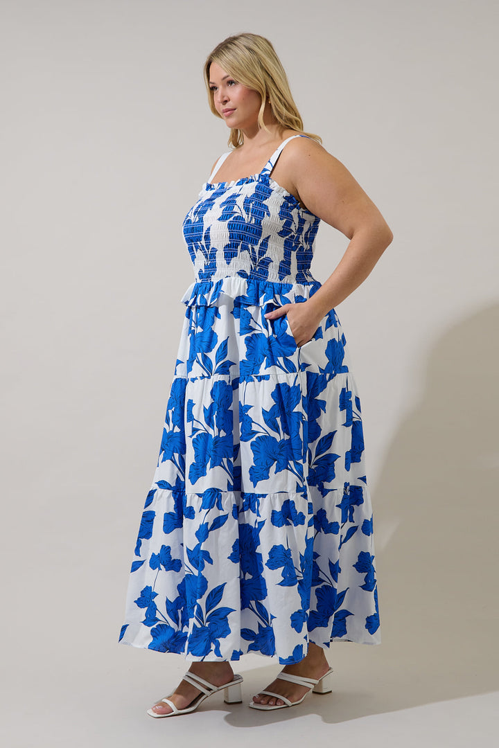 Lindsy Smocked Maxi Dress Gemmi Floral Curve