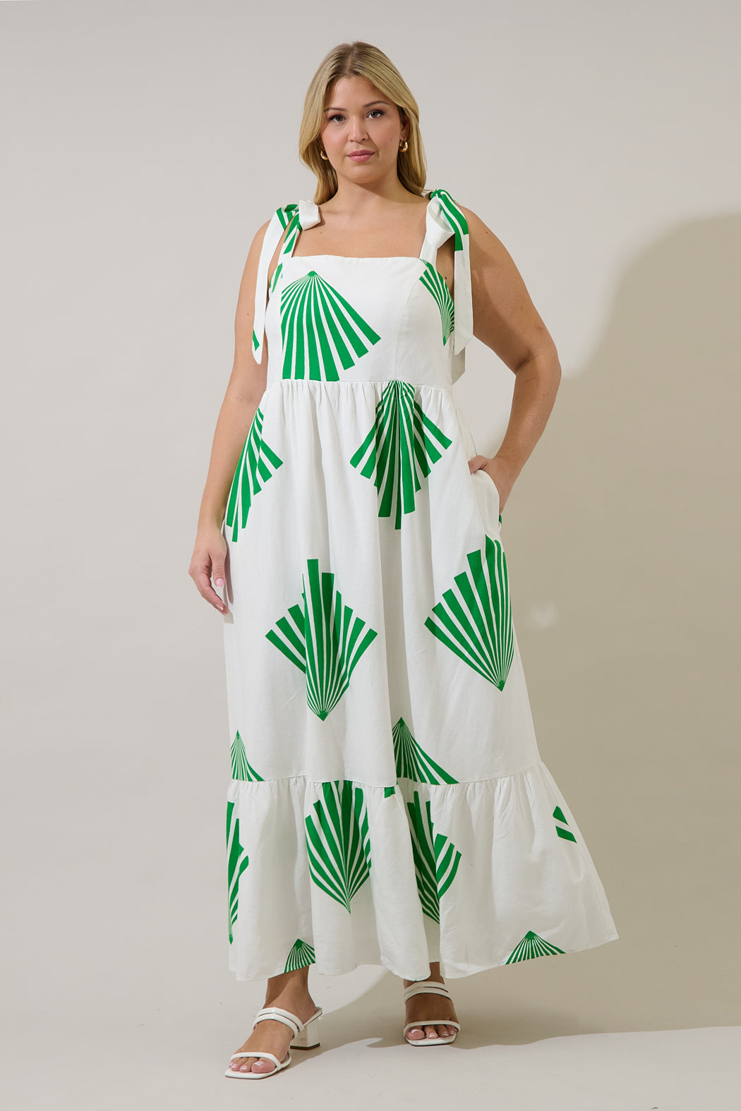 Hendy Shoulder Tie Maxi Dress Fan Breeze Curve