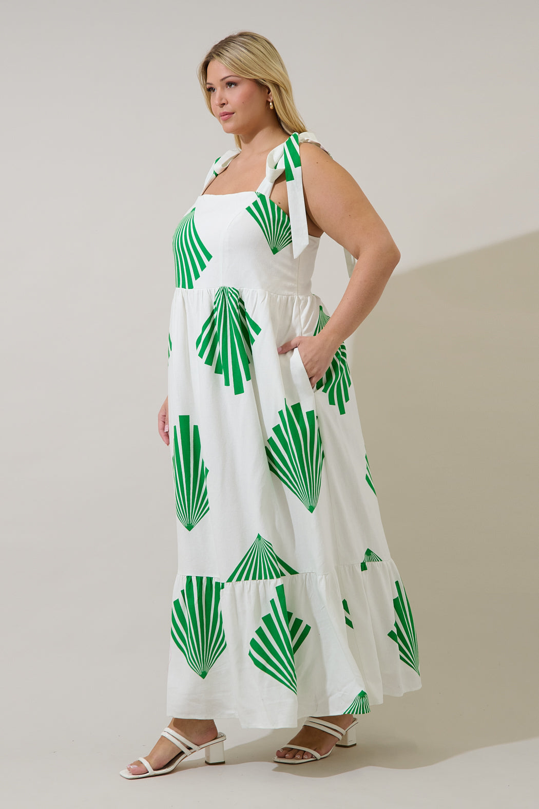 Hendy Shoulder Tie Maxi Dress Fan Breeze Curve