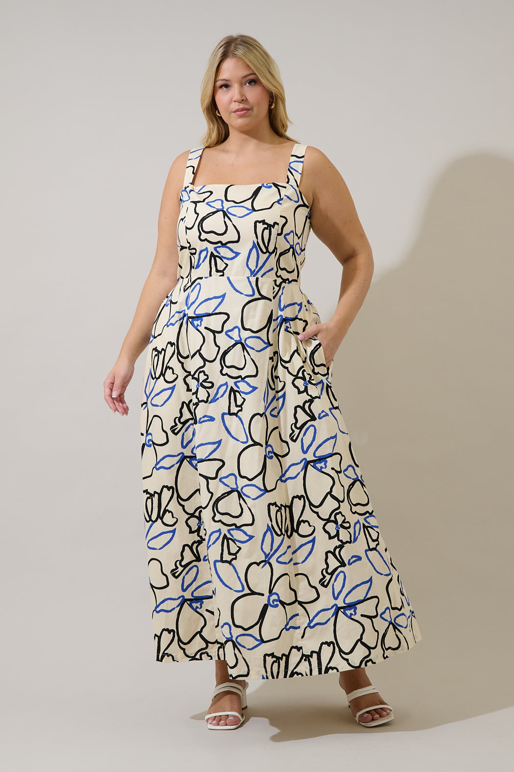 Steff Open Back Midi Dress Tercy Floral Curve