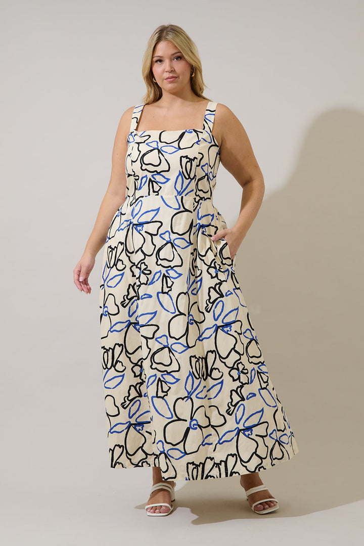 Steff Open Back Midi Dress Tercy Floral Curve