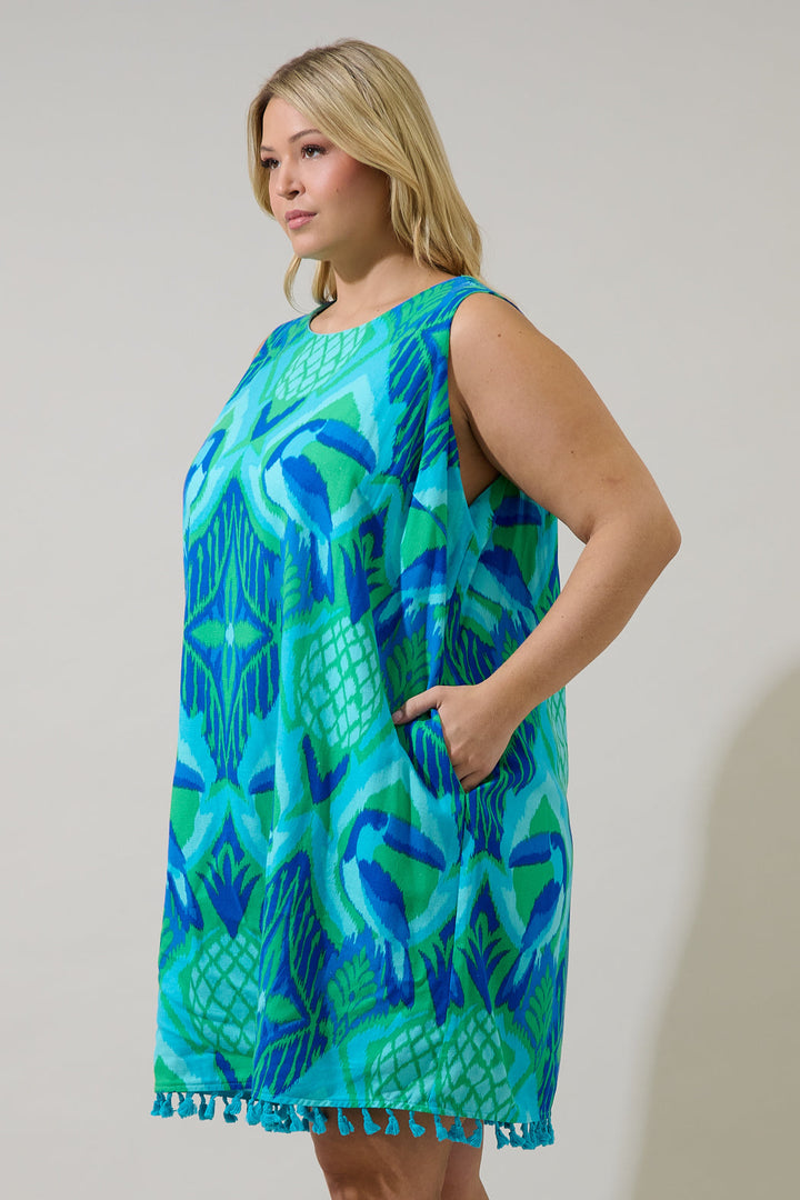 Blissy Tropical Winda Trapeze Mini Dress Curve