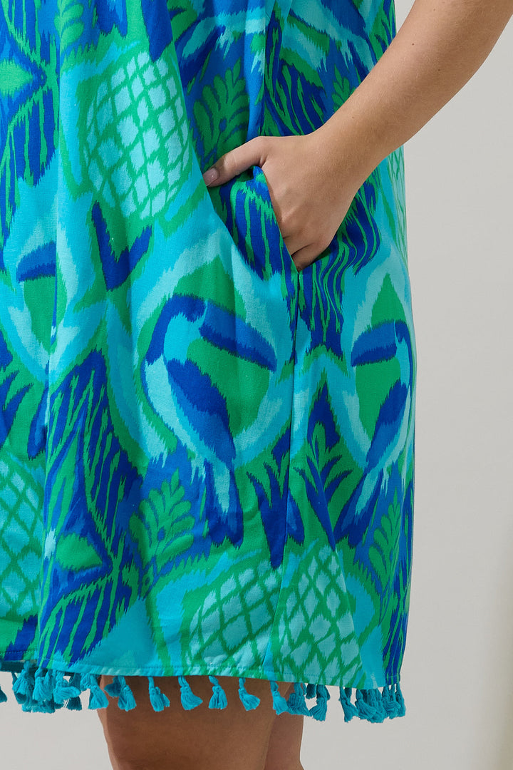 Blissy Tropical Winda Trapeze Mini Dress Curve