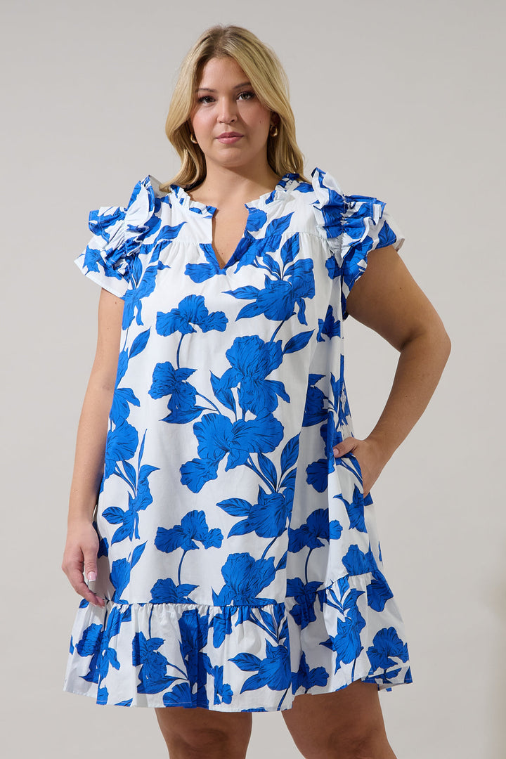 Ivona Ruffle Mini Dress Gemmi Floral Curve
