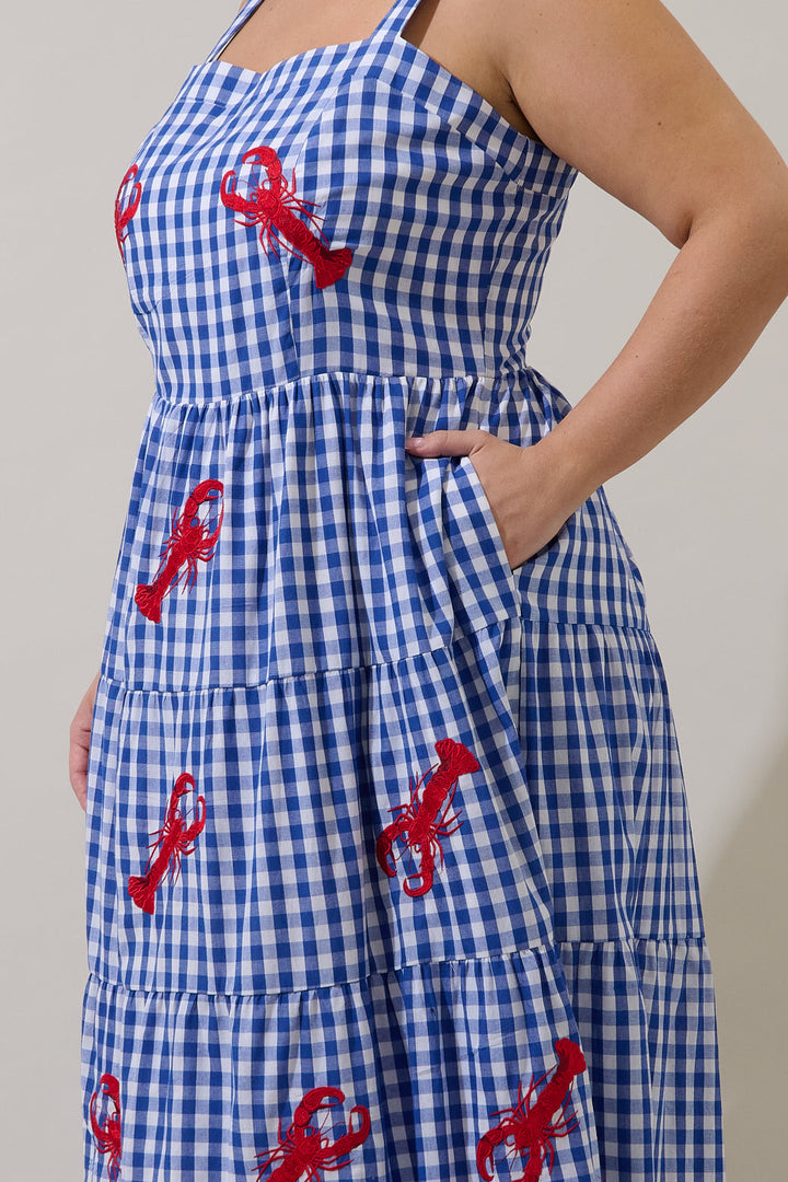 Lobster Embroidered Tiered Midi Dress Curve