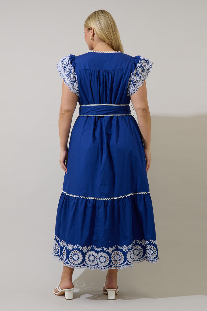 Siera Embroidered Ruffle Maxi Dress Curve
